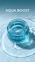 Clear glass jar filled with transparent gel or serum surrounded by rippling water and droplets, representing hydration and skincare benefits for cosmetic and beauty product marketing.