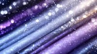 Abstract cosmic background with purple and blue diagonal light rays and glowing bokeh particles creating a magical space atmosphere.