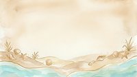 Serene beach landscape with sandy dunes, coastal vegetation, and turquoise water creating a tranquil seaside scene for travel and vacation designs.