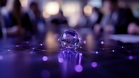 Purple crystal diamond with glowing lights on dark surface creating luxury jewelry display with bokeh background for premium product photography.