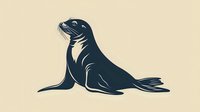 Stylized sea lion silhouette in navy blue with detailed fur texture and distinctive features shown in profile against light background, suitable for logo design.