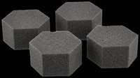 Four dark gray octagonal foam sponge blocks isolated on transparent background, ready for T-shirt design, clipart, stickers, print on demand, and sublimation projects.