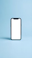 Smartphone with blank white screen and black frame isolated on light blue background, ready for app mockups and mobile interface designs.