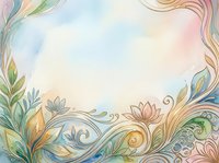 Soft watercolor floral border with swirling golden lines, pastel blooms, and delicate leaves on a dreamy light background for cards and invitations.