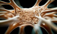 Microscopic view of neural network connections in copper tones showing intricate synaptic structures and biological patterns against dark background.