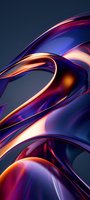 Abstract flowing curves in deep blue and copper tones create dynamic movement against dark background, suitable for modern tech and luxury branding designs.