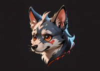 Artistic portrait of a stylized wolf or husky character with expressive orange eyes and detailed fur rendering, perfect for gaming, mascot design or fantasy illustration.