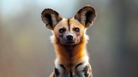 Close-up portrait of maned wolf with large ears and reddish-brown fur against blurred natural background, showcasing wildlife in natural habitat.