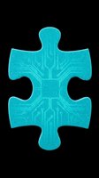 Teal puzzle piece with circuit board pattern, isolated on transparent background. Great for tech clipart, stickers, T-shirt design, print on demand, and sublimation projects.