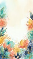 Watercolor floral border with gold line art roses and blooms in pastel pink, teal, and yellow, with copy space for cards or invitations.
