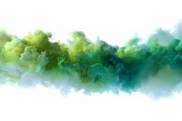 Vibrant green smoke cloud formation against white background creates dynamic abstract composition with flowing movement and ethereal atmosphere for creative designs.