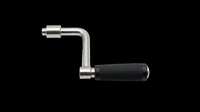 Stainless steel hand crank with black grip handle, isolated on transparent background. Ready for clipart, design elements, print-on-demand products, and sublimation projects.