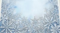 Young woman with light skin tone and blonde hair wearing winter clothing, surrounded by frost-covered foliage and snowflakes. Suitable for seasonal marketing, holiday campaigns, and winter-themed designs.