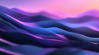 Abstract wavy landscape with smooth flowing curves in vibrant purple and blue gradient colors against pink sky background, creating dynamic modern design element.