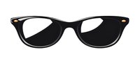 Classic black wayfarer sunglasses with gold accents isolated on white background for fashion accessories, eyewear, and optical product photography.