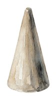 Isolated cone-shaped stone or concrete architectural element with weathered texture and neutral beige tones, suitable for design projects and architectural visualizations.