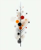 Abstract geometric composition with colorful circles and organic branch design on neutral background for modern decor and creative projects.
