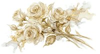Elegant sepia roses bouquet with flowing stems and leaves in watercolor style, isolated on white background for wedding invitations and romantic designs.