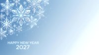 Festive New Year 2027 greeting with white snowflakes on blue gradient background, ideal for holiday cards, seasonal marketing, and winter celebrations.