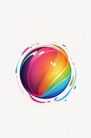Abstract rainbow colored sphere with dynamic swirling motion effect on white background, featuring vibrant gradient transitions and light reflections. Isolated design element.
