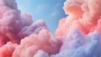 Dreamy pink and purple clouds against blue sky create ethereal atmosphere for romantic backgrounds, spiritual concepts and celestial designs.