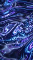 Luminous neon liquid waves flow in swirling patterns of electric blue and vibrant purple, creating an abstract background suitable for tech, gaming, and modern design projects.
