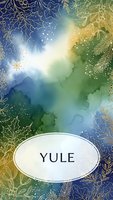 Watercolor holiday background with golden botanical elements and Yule text for festive greeting cards and seasonal marketing materials.