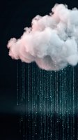 Dramatic storm cloud with sparkling rain drops falling against dark moody sky creating atmospheric weather scene for creative projects.