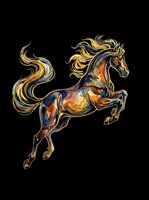 Watercolor rearing horse with flowing golden mane, isolated on transparent background, ready for t-shirts, stickers, sublimation, and print on demand designs.