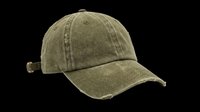 Vintage washed olive denim baseball cap isolated on transparent background, ready for t-shirt design, sublimation, print-on-demand products, stickers, and clipart applications.