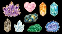 Watercolor crystals and gemstones collection isolated on transparent background, ready for stickers, t-shirt design, print on demand, and sublimation crafts.