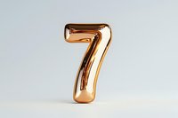 Metallic copper number seven on light background, glossy rose gold digit with reflective surface and smooth curves, suitable for anniversary designs.