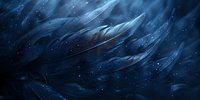 Mystical deep blue cosmic waves with glowing particles create ethereal atmosphere in dark space background, abstract artistic design for wallpaper and digital art.