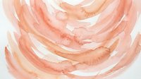 Abstract watercolor brushstrokes in warm coral and peach tones creating flowing curved patterns on white background for modern artistic design projects.