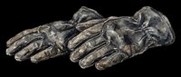 Pair of weathered bronze sculptural hands isolated on transparent background, ready for design use in t-shirts, clipart, stickers, print-on-demand products, and digital crafts.