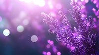 Magical purple snowflake with glowing bokeh lights on blurred background creates dreamy winter atmosphere. Festive seasonal decoration for holiday designs.