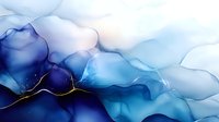 Abstract navy blue and gold watercolor flow background with liquid ink art effect, featuring elegant marble-like textures and ethereal translucent layers.