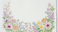 Soft watercolor floral border with pastel spring flowers forming an arch, leaving white copy space for text, perfect for cards and invitations.