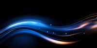 Luminous flowing waves in dark blue and copper colors create dynamic motion effect against black background, abstract light trails design for modern backgrounds.