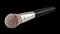 Makeup brush with natural bristles, metal ferrule, and black handle isolated on transparent background. Ready for beauty, cosmetics, and design projects including clipart, sublimation, and print-on-demand applications.