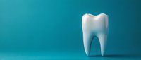 White molar tooth model against teal blue background, isolated dental concept for healthcare, dentistry, and oral hygiene education.