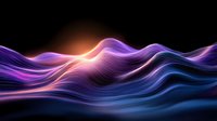 Abstract flowing waves with vibrant purple and blue gradients on dark background. Digital art concept for modern technology, music visualization, and creative projects.