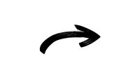 Curved black arrow pointing right with textured brush stroke effect, isolated on white background for graphic design, presentations and digital projects.