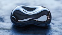 Glossy black abstract shape with smooth curved lines and reflective surface on dark textured background creates modern minimalist composition for luxury design projects.