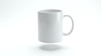 Blank white ceramic mug isolated on white background, ready for custom design, branding, and merchandise mockup applications.