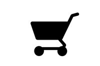 Black shopping cart silhouette isolated on white background. Simple minimalist design element for retail, e-commerce and business concepts.