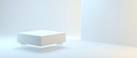 Minimalist white geometric podium platform on clean background for product display and presentation design.