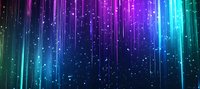 Colorful cosmic light curtain with glowing particles in blue, purple, and green hues against dark background. Ideal for digital backgrounds.