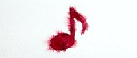 Isolated red musical note with powder texture effect on white background, ready for design projects, music graphics, and creative compositions.