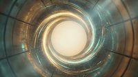 Glowing spiral tunnel with concentric rings of light and metallic textures creating a futuristic vortex effect, suitable for sci-fi backgrounds and digital design projects.